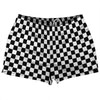 Checkerboard 1 Inch Black and White Shorty Short Gym Shorts 2.5" Inseam Made In USA by Tribe Lacrosse