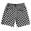 Checkerboard 1 Inch Black and White 10" Swim Shorts Made in USA by Tribe Lacrosse
