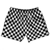 Checkerboard 1 Inch Black and White 5" Swim Shorts Made in USA by Tribe Lacrosse