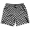 Checkerboard 1 Inch Black and White Swim Shorts 7" Made in USA by Tribe Lacrosse