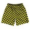 Checkerboard 1 Inch Black and Yellow Athletic Running Fitness Exercise Shorts 7" Inseam Shorts Made In USA by Tribe Lacrosse