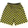 Checkerboard 1 Inch Black and Yellow Basketball Practice Shorts Made In USA by Tribe Lacrosse