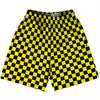 Checkerboard 1 Inch Black and Yellow Lacrosse Shorts Made In USA by Tribe Lacrosse