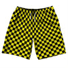 Checkerboard 1 Inch Black and Yellow 10" Swim Shorts Made in USA by Tribe Lacrosse