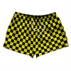 Checkerboard 1 Inch Black and Yellow 2.5" Swim Shorts Made in USA by Tribe Lacrosse