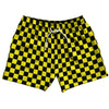 Checkerboard 1 Inch Black and Yellow 5" Swim Shorts Made in USA by Tribe Lacrosse