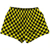 Checkerboard 1 Inch Black and Yellow Womens & Girls Sport Shorts End Made In USA by Tribe Lacrosse