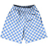 Checkerboard 1 Inch Blue Carolina and White Basketball Practice Shorts Made In USA by Tribe Lacrosse