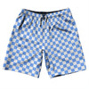 Checkerboard 1 Inch Blue Carolina and White 10" Swim Shorts Made in USA by Tribe Lacrosse
