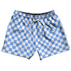 Checkerboard 1 Inch Blue Carolina and White 5" Swim Shorts Made in USA by Tribe Lacrosse