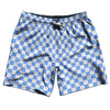 Checkerboard 1 Inch Blue Carolina and White Swim Shorts 7" Made in USA by Tribe Lacrosse