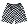 Checkerboard 1 Inch Blue Navy Almost Black and White Athletic Running Fitness Exercise Shorts 7" Inseam Shorts Made In USA by Tribe Lacrosse