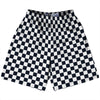 Checkerboard 1 Inch Blue Navy Almost Black and White Lacrosse Shorts Made In USA by Tribe Lacrosse