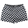 Checkerboard 1 Inch Blue Navy Almost Black and White Shorty Short Gym Shorts 2.5" Inseam Made In USA by Tribe Lacrosse