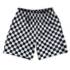 Checkerboard 1 Inch Blue Navy Almost Black and White Soccer Shorts Made In USA by Tribe Lacrosse