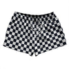 Checkerboard 1 Inch Blue Navy Almost Black and White 2.5" Swim Shorts Made in USA by Tribe Lacrosse