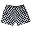 Checkerboard 1 Inch Blue Navy Almost Black and White 5" Swim Shorts Made in USA by Tribe Lacrosse