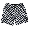 Checkerboard 1 Inch Blue Navy Almost Black and White Swim Shorts 7" Made in USA by Tribe Lacrosse