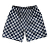 Checkerboard 1 Inch Blue Navy And Grey Medium Athletic Running Fitness Exercise Shorts 7" Inseam Shorts Made In USA by Tribe Lacrosse