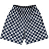 Checkerboard 1 Inch Blue Navy And Grey Medium Basketball Practice Shorts Made In USA by Tribe Lacrosse