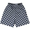 Checkerboard 1 Inch Blue Navy And Grey Medium Lacrosse Shorts Made In USA by Tribe Lacrosse