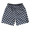Checkerboard 1 Inch Blue Navy And Grey Medium Soccer Shorts Made In USA by Tribe Lacrosse
