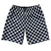 Checkerboard 1 Inch Blue Navy And Grey Medium 10" Swim Shorts Made in USA by Tribe Lacrosse