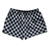 Checkerboard 1 Inch Blue Navy And Grey Medium 2.5" Swim Shorts Made in USA by Tribe Lacrosse