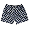 Checkerboard 1 Inch Blue Navy And Grey Medium 5" Swim Shorts Made in USA by Tribe Lacrosse