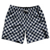 Checkerboard 1 Inch Blue Navy And Grey Medium Swim Shorts 7" Made in USA by Tribe Lacrosse