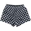 Checkerboard 1 Inch Blue Navy And Grey Medium Womens & Girls Sport Shorts End Made In USA by Tribe Lacrosse