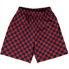 Checkerboard 1 Inch Blue Navy and Red Dark Basketball Practice Shorts Made In USA by Tribe Lacrosse
