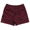 Checkerboard 1 Inch Blue Navy and Red Dark Rugby Shorts Made In USA by Tribe Lacrosse