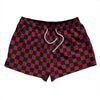 Checkerboard 1 Inch Blue Navy and Red Dark 2.5" Swim Shorts Made in USA by Tribe Lacrosse