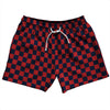 Checkerboard 1 Inch Blue Navy and Red Dark 5" Swim Shorts Made in USA by Tribe Lacrosse