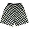 Checkerboard 1 Inch Blue Navy and Vegas Gold Basketball Practice Shorts Made In USA by Tribe Lacrosse