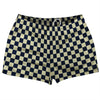 Checkerboard 1 Inch Blue Navy and Vegas Gold Shorty Short Gym Shorts 2.5" Inseam Made In USA by Tribe Lacrosse