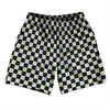 Checkerboard 1 Inch Blue Navy and Vegas Gold Soccer Shorts Made In USA by Tribe Lacrosse