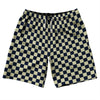 Checkerboard 1 Inch Blue Navy and Vegas Gold 10" Swim Shorts Made in USA by Tribe Lacrosse