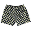 Checkerboard 1 Inch Blue Navy and Vegas Gold 5" Swim Shorts Made in USA by Tribe Lacrosse
