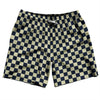 Checkerboard 1 Inch Blue Navy and Vegas Gold Swim Shorts 7" Made in USA by Tribe Lacrosse