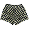 Checkerboard 1 Inch Blue Navy and Vegas Gold Womens & Girls Sport Shorts End Made In USA by Tribe Lacrosse