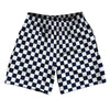 Checkerboard 1 Inch Blue Navy and White Athletic Running Fitness Exercise Shorts 7" Inseam Shorts Made In USA by Tribe Lacrosse