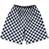 Checkerboard 1 Inch Blue Navy and White Basketball Practice Shorts Made In USA by Tribe Lacrosse