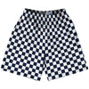 Checkerboard 1 Inch Blue Navy and White Lacrosse Shorts Made In USA by Tribe Lacrosse