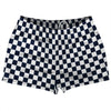 Checkerboard 1 Inch Blue Navy and White Shorty Short Gym Shorts 2.5" Inseam Made In USA by Tribe Lacrosse