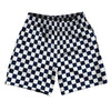 Checkerboard 1 Inch Blue Navy and White Soccer Shorts Made In USA by Tribe Lacrosse