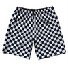 Checkerboard 1 Inch Blue Navy and White 10" Swim Shorts Made in USA by Tribe Lacrosse