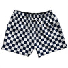 Checkerboard 1 Inch Blue Navy and White 5" Swim Shorts Made in USA by Tribe Lacrosse