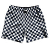 Checkerboard 1 Inch Blue Navy and White Swim Shorts 7" Made in USA by Tribe Lacrosse